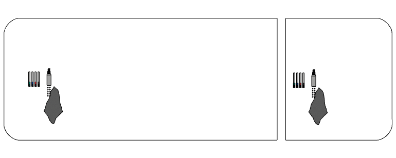 Hybride projectiebord ( 1 lange zijde rechte afwerking en 1 lange zijde curved ) 880 x 1180 mm