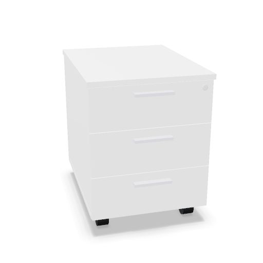 3 drawers pedestal on castors with 3 soft-closings W. 42  H. 55,5  D. 57 