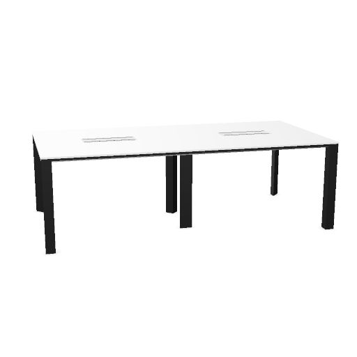 Meeting table with glass worktop - Retracted middle leg - 2 top access included - Cod. 300AC2004 - W. 44,7 - L.240 / D.120 / H.74.5