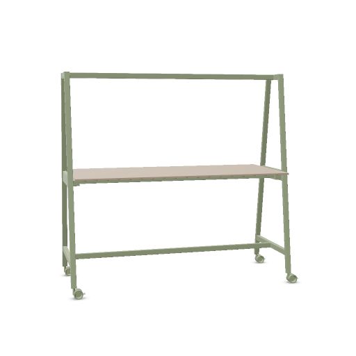 Social table on castors with brake - H. 107 W. 210,4  H. 200  D. 90 