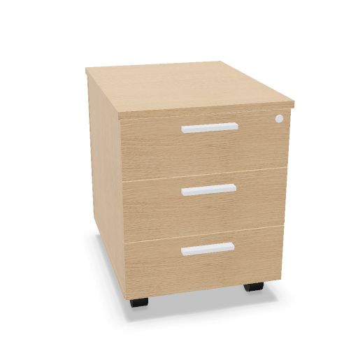3 drawers pedestal on castors with 3 soft-closings W. 42  H. 55,5  D. 57 