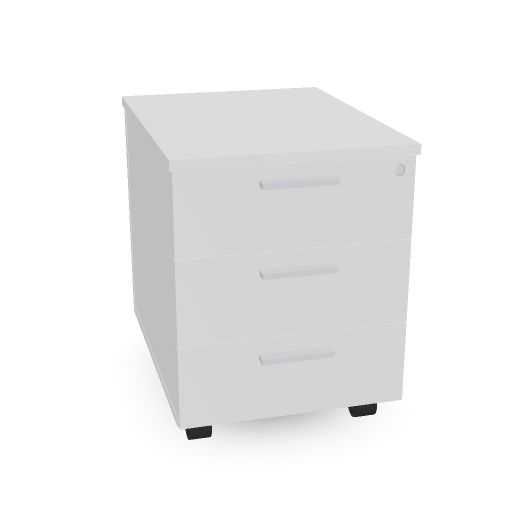 [PEDESTAL.XXTypeV04=Melaminico;PEDESTAL.V04=MBI1;PED_SHELF.V10=DFT;HANDLE.Handle=Q;HANDLE.V23=QAL;MARKET.XXMarket=E;MARKET.XXWeight=1] 3 drawers pedestal on castors with 3 soft-closings W. 42  H. 55,5  D. 57  (MBI1, DFT, QAL)