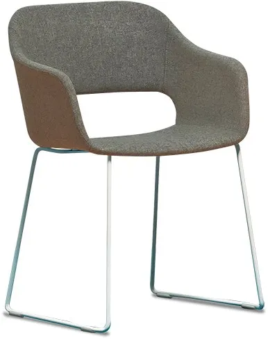 [2736-Fabric seat-TBA-Colour frame-TBA] Babila sledestoel gestoffeerd met armleuningen (Nog te bepalen, Nog te bepalen, Nog te bepalen)