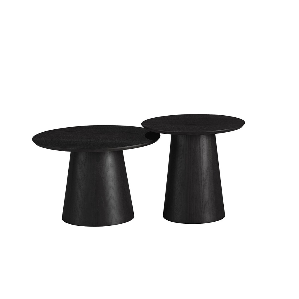 [salontafels-ash-rond-set-van-2-zwart-eiken] Ash salontafel rond - set van 2 zwart eiken 