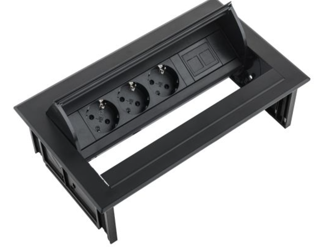 [06031E00002 VersaNet 3 x stroom] VersaNET Inbouwmodule met 3x stroom 240V - Met BE/FR penaarde - INCLUSIEF 2m voedingssnoer - WIT