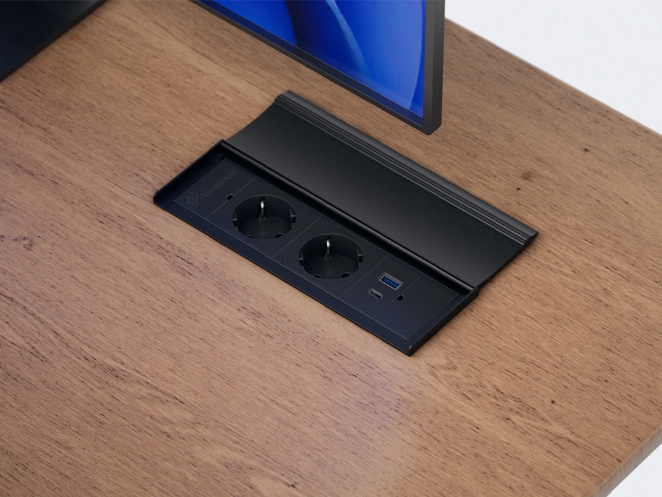 VersaLID - met 3 x stroom - penaarde ( Wit - zwart - alu )