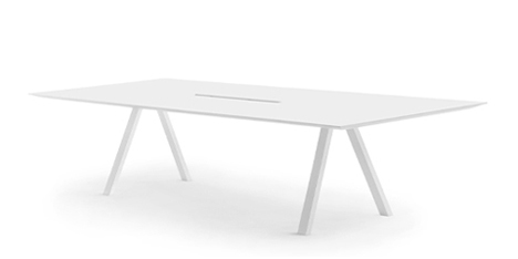 [ARK-CFP_BI-120CC-Size-TBA-Colour table top-TBA-Colour wood frame-TBA] Arki - vergadertafel - wit blad - met kabelmanagement (Nog te bepalen, Nog te bepalen, Nog te bepalen)