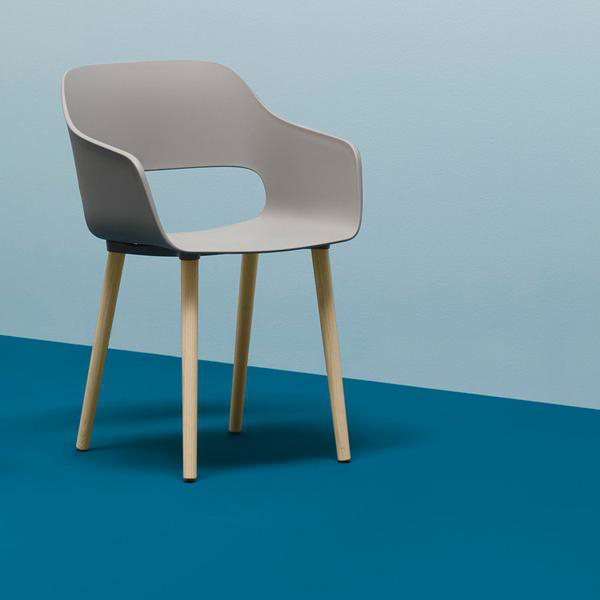 Babila 4-poots met armleuningen - houten onderstel