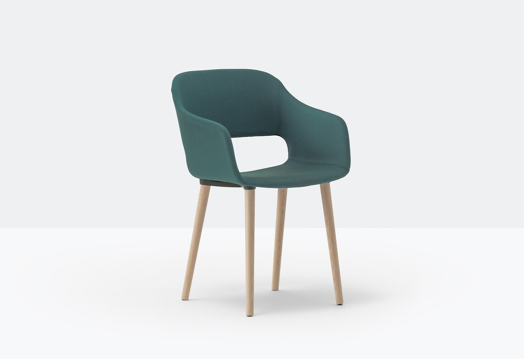 [2756-Cat - Fabrics and artificial leather seat-Fabric seat-TBA-Ash frame-TBA] Babila 4-poots gestoffeerd met armleuningen - houten onderstel (Nog te bepalen, Nog te bepalen, Nog te bepalen)