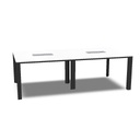 Meeting table with glass worktop - Retracted middle leg - 2 top access included - Cod. 300AC2004 - W. 44,7 - L.240 / D.120 / H.74.5